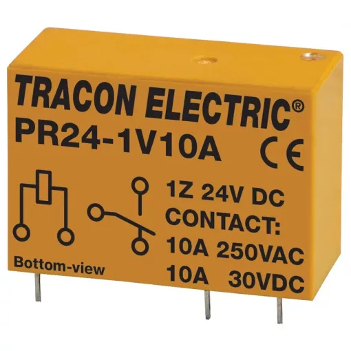 Tracon PR24-1V10A Print relé 24V DC / 1×CO (10A, 230V AC / 30V DC)
