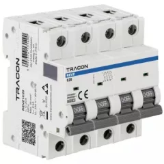   Tracon REVZ4B10 kismegszakító, 4 pólus, B karakterisztika, 10 A, 6 kA