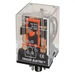   Tracon RM08-110DC Ipari relé 110V DC / 2×CO, (3A, 230V AC / 28V DC)