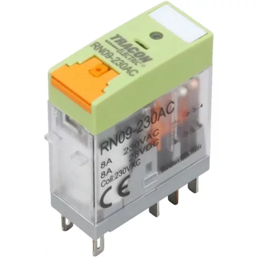 Tracon RN09-12DC Print relé 12V DC / 2×CO (8A, 230V AC / 30V DC)