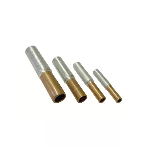 Tracon RT70/95, Szigeteletlen réz-alumínium (Cu-Al) toldóhüvely 70/95mm2, (d1=11,5mm, d2=13,5mm)
