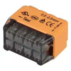   Tracon RVU2,5-8 (50 db/doboz) Csavar nélküli vezetékösszekötő, narancssárga 8x0,5-2,5mm2, 450VAC, max. 16A
