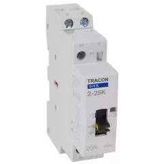   Tracon SHK2-25K, Installációs kontaktor 230V AC, 50Hz, 1 Mod, 2×NO, AC1/AC7a, 25A