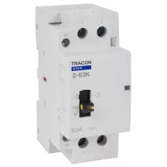   Tracon SHK2-63K, Installációs kontaktor 230V AC, 50Hz, 2 Mod, 2×NO, AC1/AC7a, 63A