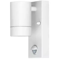   Tracon SPGU10IPFS1F Oldalfali spot lámpatest mozgásérzékelővel, kültéri, fehér 100-240VAC,50Hz,1xGU10,max35W,10s-4min,max 8m,3-2000lx,IP44