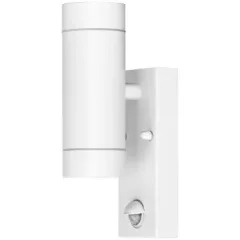   Tracon SPGU10IPFS2F Oldalfali spot lámpatest mozgásérzékelővel, kültéri, fehér 100-240VAC,50Hz,2xGU10,max35W,10s-4min,max 8m,3-2000lx,IP44