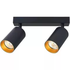   Tracon SPGU10MA2GB Mennyezeti állítható spot lámpatest, fekete, arany reflektor 100-240VAC, 50Hz, 2xGU10, max.2x35W