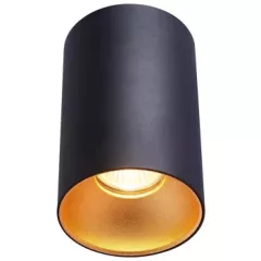  Tracon SPGU10MGB Mennyezeti spot lámpatest, hengeres, fekete, arany reflektor 100-240VAC, 50Hz, 1xGU10, max.35W