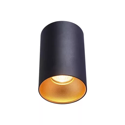 Tracon SPGU10MGB Mennyezeti spot lámpatest, hengeres, fekete, arany reflektor 100-240VAC, 50Hz, 1xGU10, max.35W