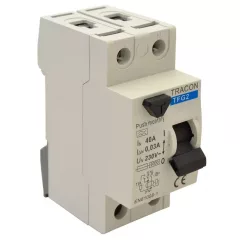   Tracon TFG2-16100, Áram-védőkapcsoló, 2 pólusú 16A, 100mA, 6kA, A / AC