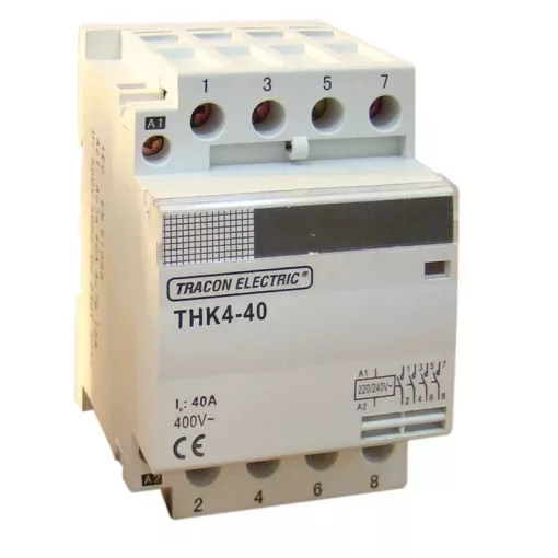 Tracon THK4-63-24, Installációs kontaktor 230/400V, 50Hz, 4P, 4×NO, 63/25A, 13/3,8kW, 24V AC