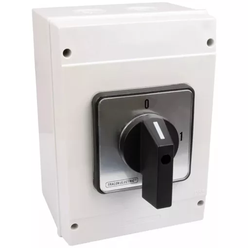 Tracon TK-169/3T65 Tokozott kézikapcsoló, BE-KI 400V, 50Hz, 160A, 3P, 37kW, 88×88mm, 90°, IP65