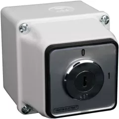   Tracon TKFK-20T Tokozott főkapcsoló, kulcsos, BE-KI 400V, 50Hz, 20A, 4P, 5,5kW, 48×48mm, IP44