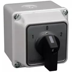   Tracon TKM-32/NT Tokozott közvetlen irányváltó motorkapcsoló, 1-0-2 400V, 50Hz, 32A, 11kW, 64×64mm, IP44