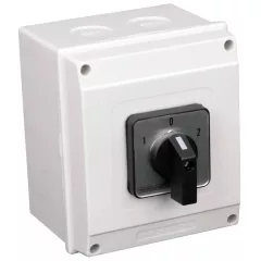   Tracon TKV-256/3T65 Tokozott választókapcsoló, 1-0-2 400V, 50Hz, 25A, 2×3P, 7,5kW, 48×48mm, 60°, IP65
