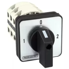   Tracon TKV-259/3 Választókapcsoló, 1-0-2 400V, 50Hz, 25A, 2×3P, 7,5kW, 48×48mm, 90°