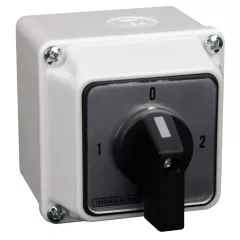   Tracon TKV-329/3T65 Tokozott választókapcsoló, 1-0-2 400V, 50Hz, 32A, 2×3P, 11kW, 64×64mm, 90°, IP65