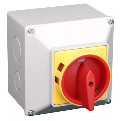 Tracon TSS-20/3T Tokozott biztonsági lakatolható szakaszoló kapcsoló 400V, 50Hz, 20A, 3P, 5,5kW, 48×48mm, IP44