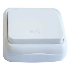   Tracon TTK-04W, Falon kívüli nyomókapcsoló WC felirattal (tapétakapcsoló) 10AX/250VAC, IP20 (N101)