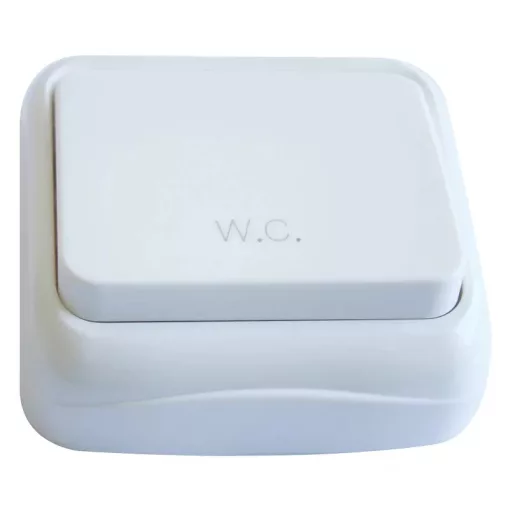 Tracon TTK-04W, Falon kívüli nyomókapcsoló WC felirattal (tapétakapcsoló) 10AX/250VAC, IP20 (N101)