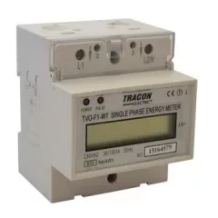   Tracon TVO-F1-WT, LCD kijelzésű 1 fázisú átfűzős fogyasztásmérő, közvetlen 230V / 30 (100)A Pd=1W