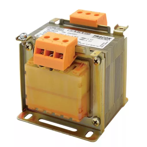 Tracon TVTRB-100-F Vezérlő transzformátor ( biztonsági ), 1 fázisú, 230-400V/primer, 24-230V/szekunder 100VA teljesítménnyel IP00 TVTRB