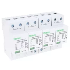   Tracon ESPD1+2+3-25-4P T1+T2+T3 AC típusú túlfeszültség levezető, egybeépített Uc:275V; Iimp:25kA; In:25kA; Uoc:20kV; Up:1,3kV; 4P