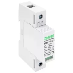   Tracon ESPD1+2-12.5-1P T1+T2 AC típusú túlfeszültség levezető, cserélhető betéttel Uc:275V; Iimp:12,5kA; In:20kA; Imax:50kA; Up:1,3kV; 1P