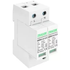   Tracon ESPD1+2-12.5-2P T1+T2 AC típusú túlfeszültség levezető, cserélhető betéttel Uc:275V; Iimp:12,5kA; In:20kA; Imax:50kA; Up:1,3kV; 2P