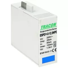   Tracon ESPD1+2-12.5NPE T1+T2 AC típusú túlfeszültség levezető betét 12.5 NPE Uc:275V; Iimp:12,5kA; In:20/40kA; Imax:50kA; Up:1,3kV
