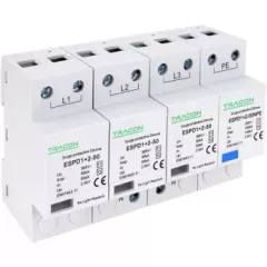   Tracon ESPD1+2-50-3+1P T1+T2 AC típusú túlfeszültség levezető, egybeépített Uc:385V; Iimp:50/100kA; In:50/100kA; Up:2,5kV; 3+1P