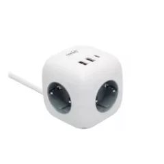   Home CUBE2 kocka elosztó, max. 3680 W, USB töltő, 3 aljzat gyermekvédelemmel, 1,5 m hosszú vezeték