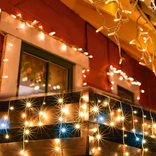 HOME dekorációs termékek DLFJ 200F/WW LED-es sziporkázó jégcsap fényfüggöny, 5m / 200 LED, sorolható, melegfehér