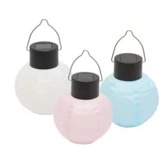   Home MX205 napelemes lampion, 3db-os szett, 1 db melegfehér LED, nylon, 30 g, gombelem, fehér vagy kék vagy rózsaszín