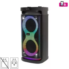   SAL PAR2100BT party hangdoboz, 80W, beépített akkumulátorral és LED fénnyel, BT TWS kapcsolat, USB/microSD zenelejátszás, FM rádió, karaoke, AUX és mikrofon bemenetek, két darab bass-reflex mélysugárzó, 2-utas, 3 hangszóró
