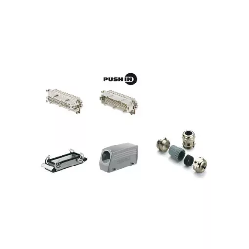 Weidmüller 1061780000 HDC KIT HE-P 24.130 HDC-készletek-Nagy igénybevételre tervezett csatlakozók, Készlet, HE, Méret: 8, Pólusok: 24, PUSH IN, 500 V, 16 A, alumínium présöntvény, PG 21