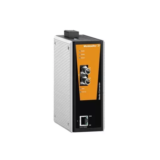 Weidmüller 1286890000 IE-MC-VLT-1TX-1ST Médiakonverter, Fast Ethernet, Portok száma: 1x RJ45, 1 * ST multimódusú, IP30, -40 °C...75 °C