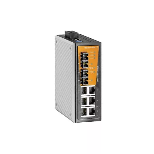 Weidmüller 1344770000 IE-SW-VL08MT-6TX-2SC Hálózati switch, konfigurálható, Fast Ethernet, Portok száma: 6x RJ45, 2 * SC multimódusú, IP30, -40 °C...75 °C