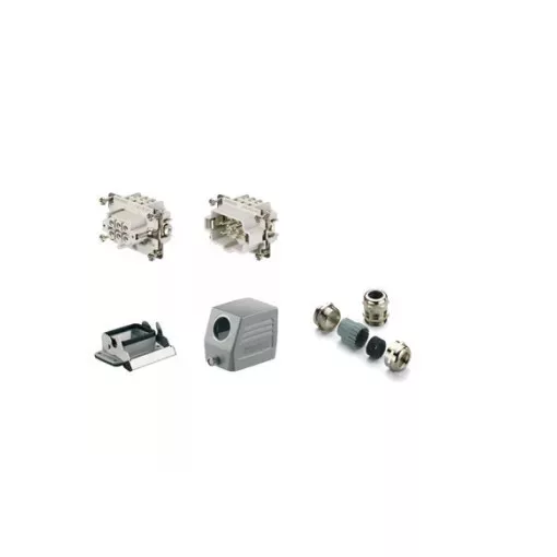 Weidmüller 1712460000 HDC-KIT-HE 06.100 Nehézcsatlakozó készlet HDC-készletek-Nagy igénybevételre tervezett csatlakozók, Készlet, HE, Méret: 3, Pólusok: 6, Csavaros csatlakozás, 500 V, 24 A, alumínium présöntvény, PG 16