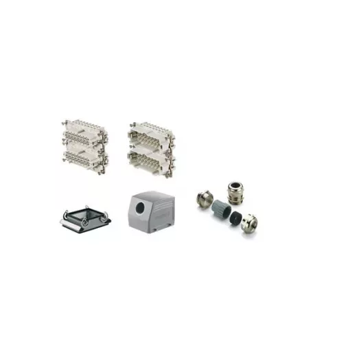 Weidmüller 1712540000 HDC-KIT-HE 32.140 Nehézcsatlakozó készlet HDC-készletek-Nagy igénybevételre tervezett csatlakozók, Készlet, HE, Méret: 10, Pólusok: 32, Csavaros csatlakozás, 500 V, 16 A, alumínium présöntvény, PG 29