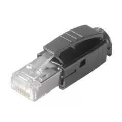   Weidmüller 1963590000 IE-PS-RJ45-TH-BK RJ45 krimpelhető csatlakozó dugó, Dugó vezetéktörés-gátló hüvellyel, fekete, Cat.6<sub>A</sub> / E osztály<sub>A</sub> (ISO/IEC 11801 2010)