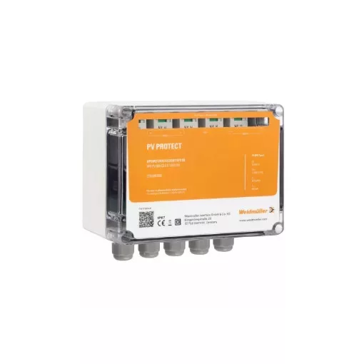 Weidmüller VPUM2I2SXFXV2O0TXPX10 PV PROTECT Összekötő doboz, 2 MPP, 1 bemenet / 1 kimenet MPP-nként, túlfeszültség-védelem II, tömszelencés, PUSH-IN, IP67, 1000V ( WEIDMÜLLER 2755960000 )