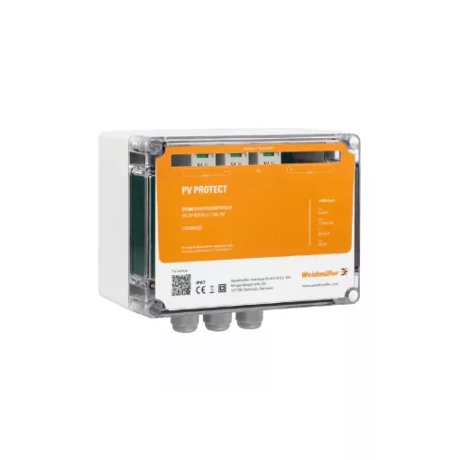 Weidmüller VPUM1I1SXFXV2O0TXPX15 PV PROTECT Összekötő doboz, 1 MPP, 1 bemenet / 1 kimenet MPP-nként, túlfeszültség-védelem II, tömszelencés, PUSH-IN, IP67, 1500V ( WEIDMÜLLER 2755990000 )