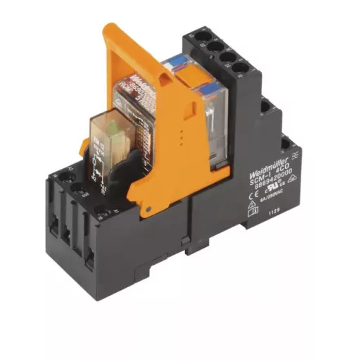 Weidmüller 8920940000 RCMKIT-I 24VDC 2CO LD, Komplett relé 2 váltóérintkező (CO) AgNi 90/10,vizsgálógombbal, 24V DC vezérlőfeszültség, 12A folytonos áram, csavaros csatlakozás (Riderseries)