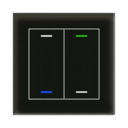 MDT GTL-2T0S.02S KNX Üveg Érintős II Light hőmérséklet-érzékelővel | 2-csatornás, semleges, Secure | fekete üveg