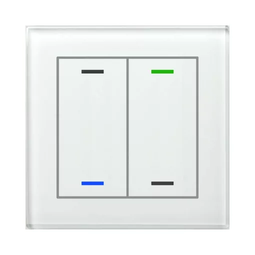 MDT GTL-2T0W.02S KNX Üveg érintőpanel II Light hőmérséklet-érzékelővel | 2-csatornás, semleges, Secure | fehér üveg
