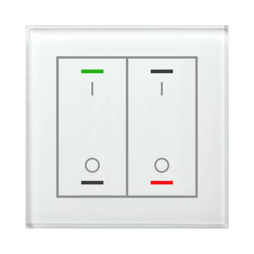 MDT GTL-2TBW.02S KNX Üveg érintőpanel II Light hőmérséklet-érzékelővel | 2-csatornás, IO-szimbólum, Secure | fehér üveg