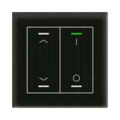   MDT GTL-2TCS.02S KNX üveg érintőkapcsoló II Light hőmérséklet-érzékelővel | 2-csatornás, nyilak, IO, Secure | fekete üveg