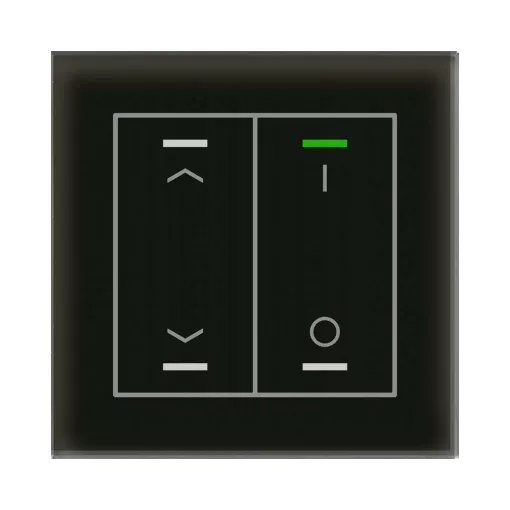 MDT GTL-2TCS.02S KNX üveg érintőkapcsoló II Light hőmérséklet-érzékelővel | 2-csatornás, nyilak, IO, Secure | fekete üveg