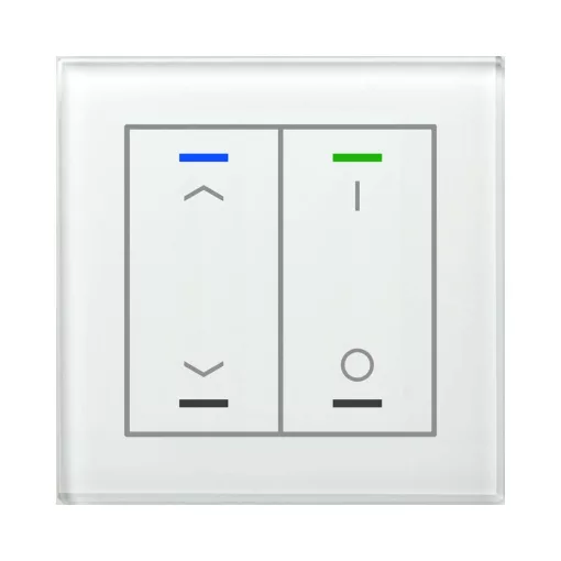 MDT GTL-2TCW.02S KNX Üveg Érintő II Light hőmérséklet-érzékelővel | 2-csatornás, nyilak, IO, Secure | fehér üveg